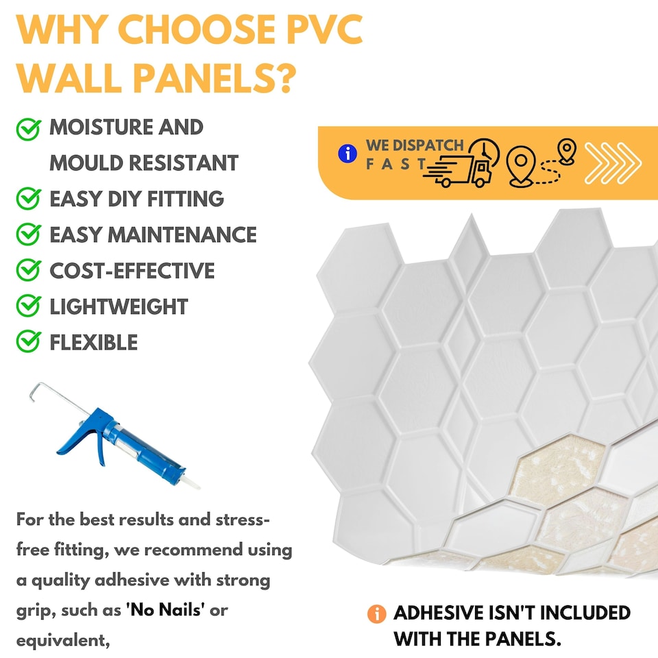 image 1 of NOVECRAFTO 3D Honeycomb Wall Panels Beige/Cream/Caramel – Glitter Tile Effect – Set of 6 PVC Sheets – 3.72m² (40.26sqft) – Kitchen & Bathroom Cladding