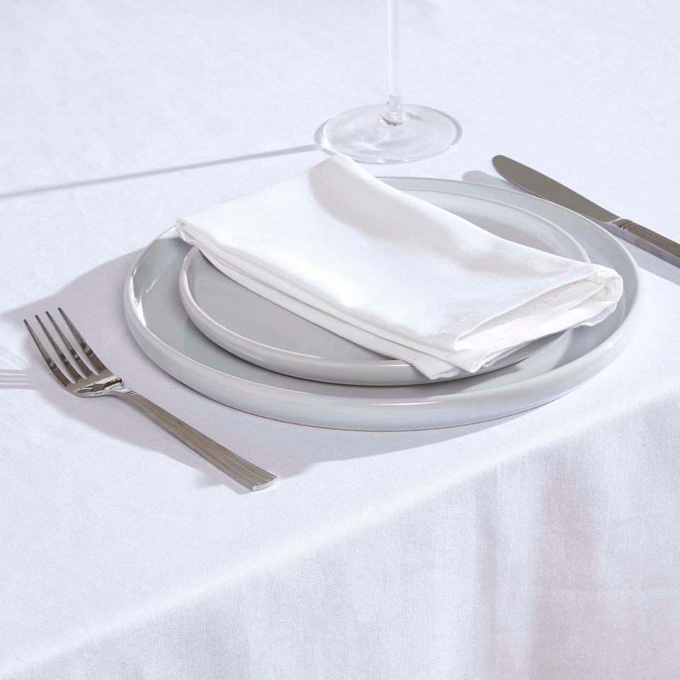 image 1 of Homescapes White Cotton Fabric 4 Napkins Set