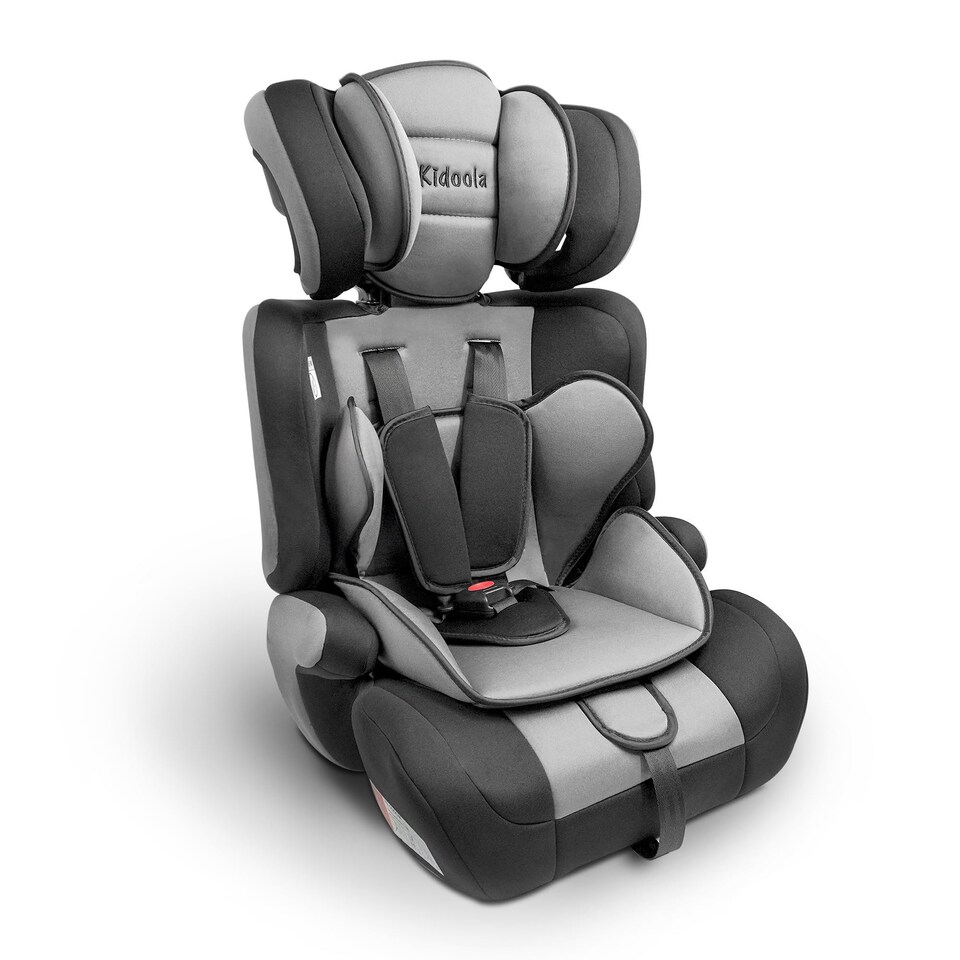 image 1 of Kidoola Adjustable Car Seat, 3 Age Functions, Toddler to 12 Years, Grey