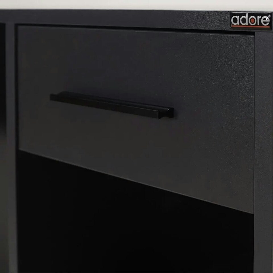 image 1 of Adore Anthracite Grey Study Desk with Drawer & Shelves Grey
