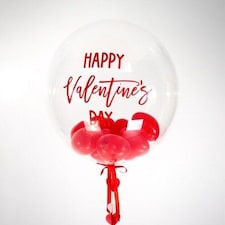 Red Hearts Stuffed Valentine's Day Bubble Balloon Red