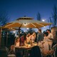 image 2 of Outsunny 3m Cantilever Parasol LED Patio Umbrella for Lawn Beach Poolside Khaki