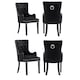 image 1 of Set of 4 Velvet Dining Chairs with Armrest, Ergonomic Scoop Knockerback & Button Tufted Wood Legs Black