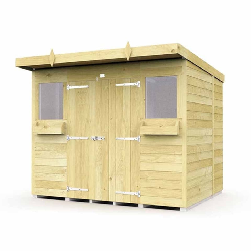 image 1 of 8 x 6 Feet Pent Summer Shed - Wood - L178 x W243 x H201 cm Brown