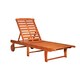 image 1 of 1.9m x 0.6m Outdoor Wooden Adjustable Foldable Sunlounger with Wheels Brown