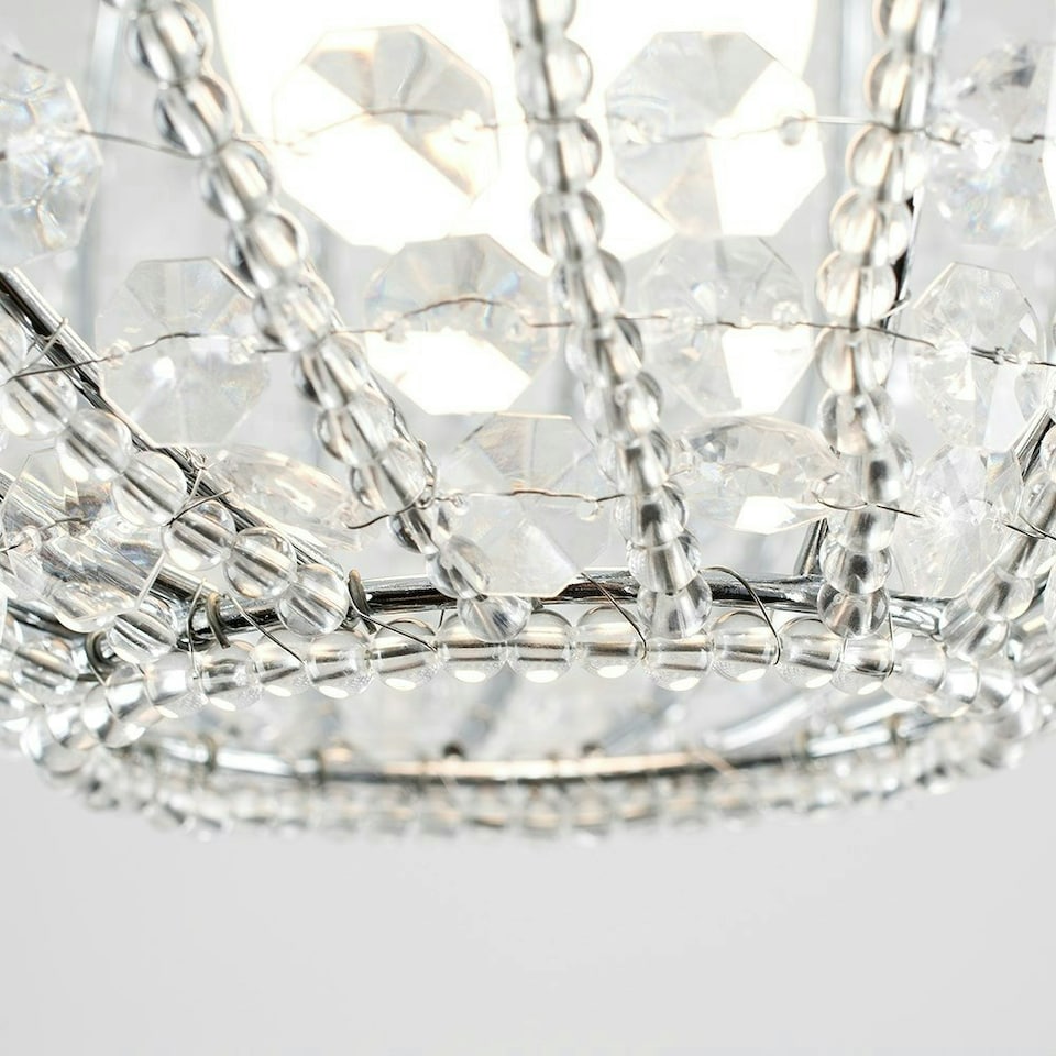 image 1 of ValueLights Modern Ornate Design Round Ceiling Pendant Shade With Clear Acrylic Jewels