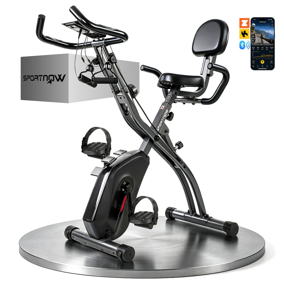 image 1 of SPORTNOW Folding Exercise Bike with Resistance Bands