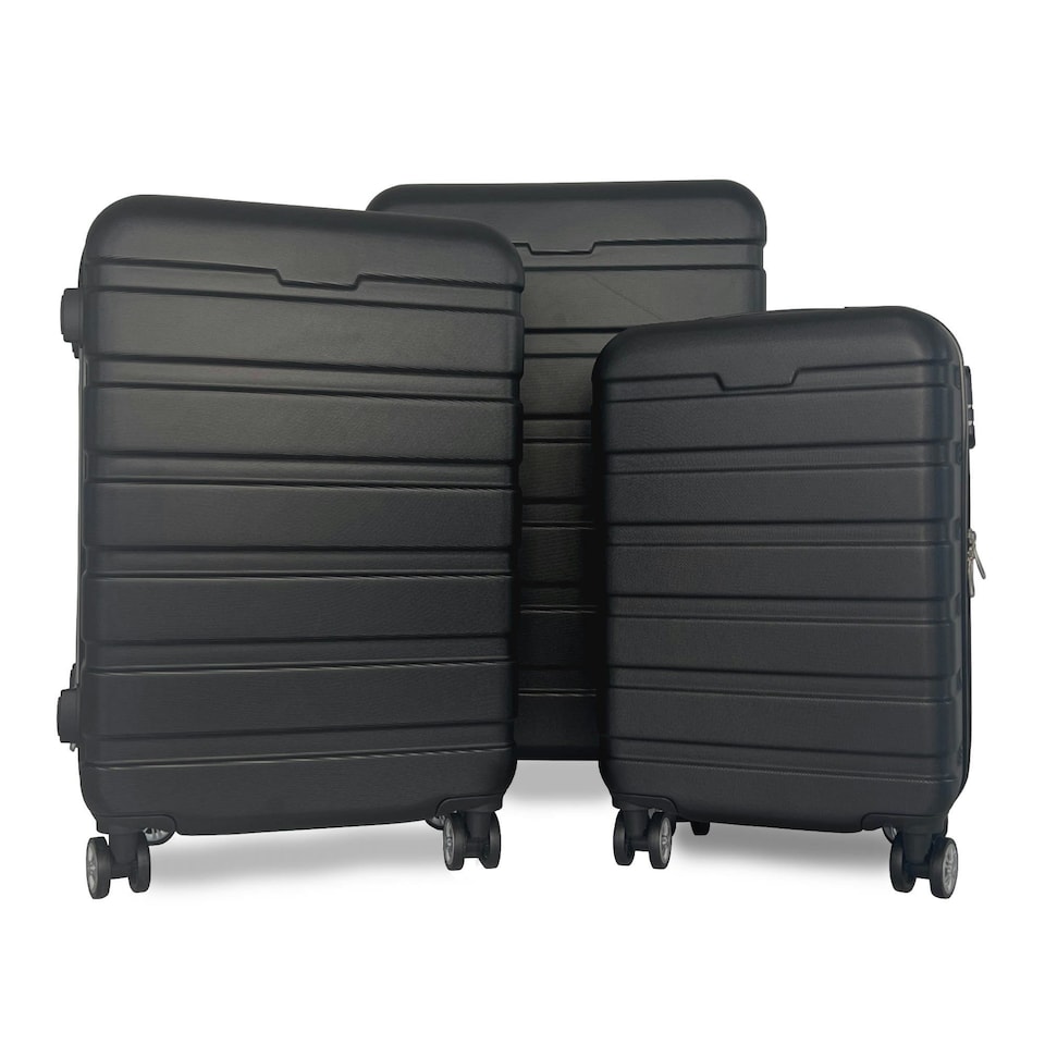 image 1 of Oypla 20", 24", 28" 3pc Hard Shell ABS Luggage Suitcase Set with TSA Lock and 4 Spinner Wheels Black