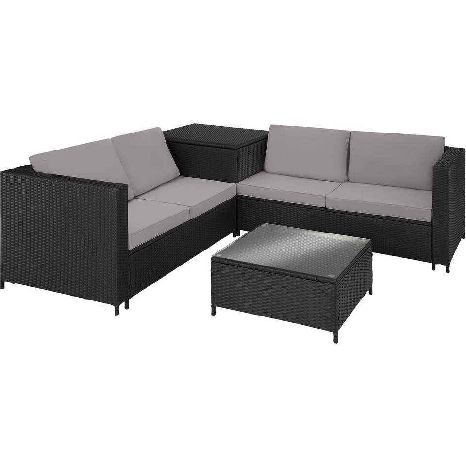 image 1 of Garden Furniture Set Siena - for 4 people, with large storage box, thick seat cushions | Black | black/grey | 140 x 75 x 65,50 cm | 1