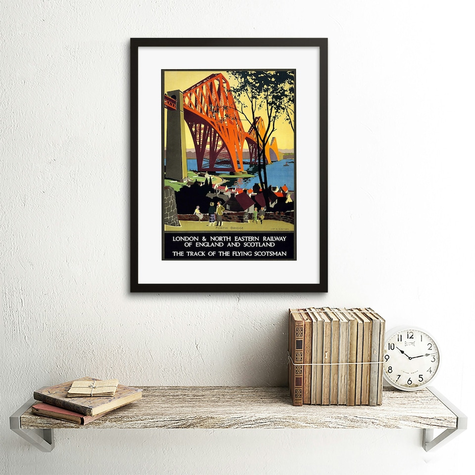 image 1 of Rail Flying Scotsman Forth Bridge Lner UK 12x16" Framed Wall Art Print