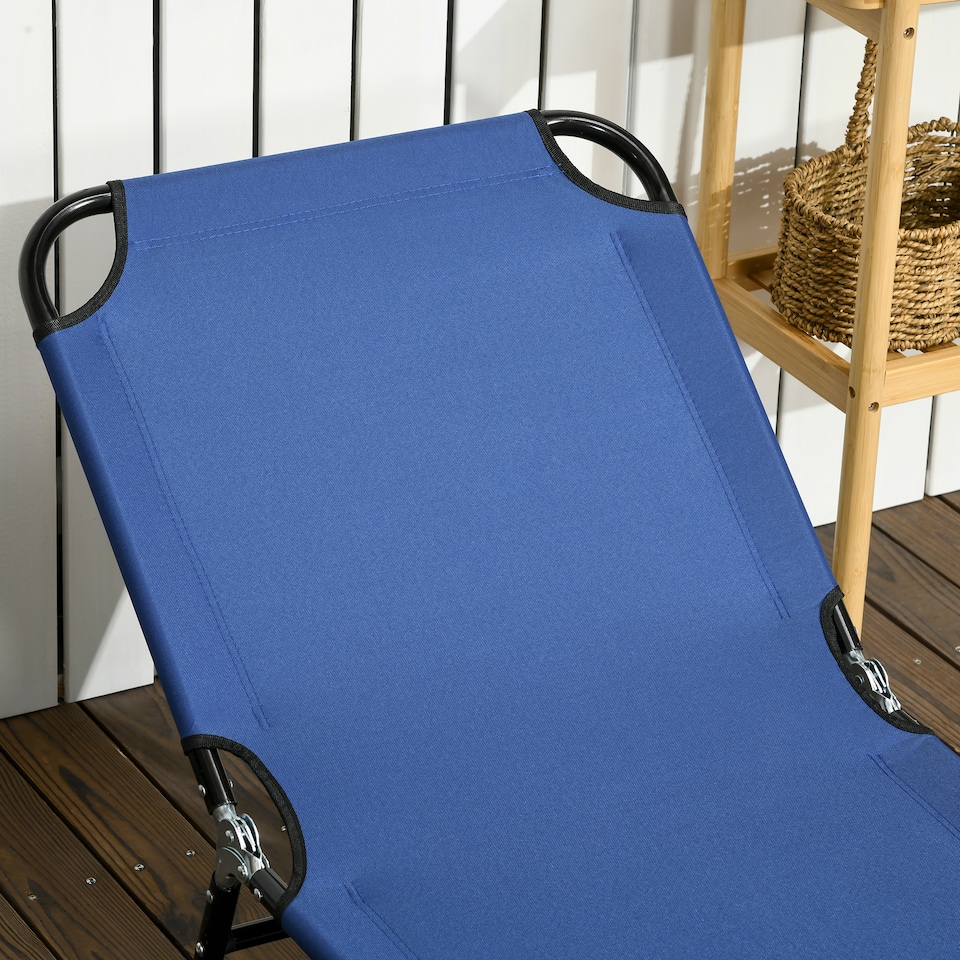 image 1 of Outsunny Folding Sun Loungers Set of 2 with Adjustable Backrest, Blue