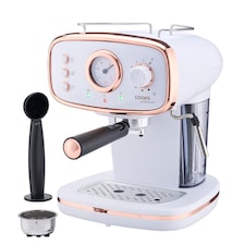 Cooks Professional 15-Bar Retro Espresso Coffee Machine 1.2L with Frothing Steam Wand | White | White & Copper