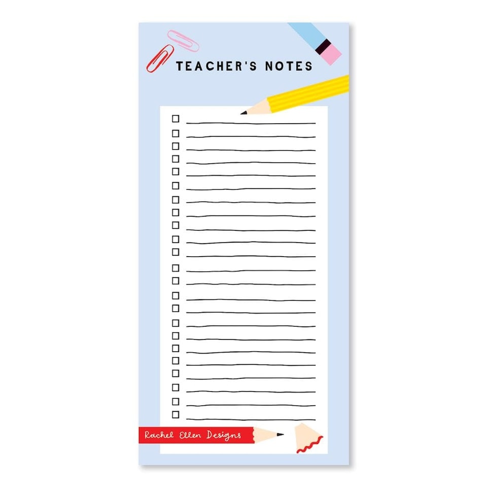 Rachel Ellen Teacher's Notes List Pad 21 x 10 cm