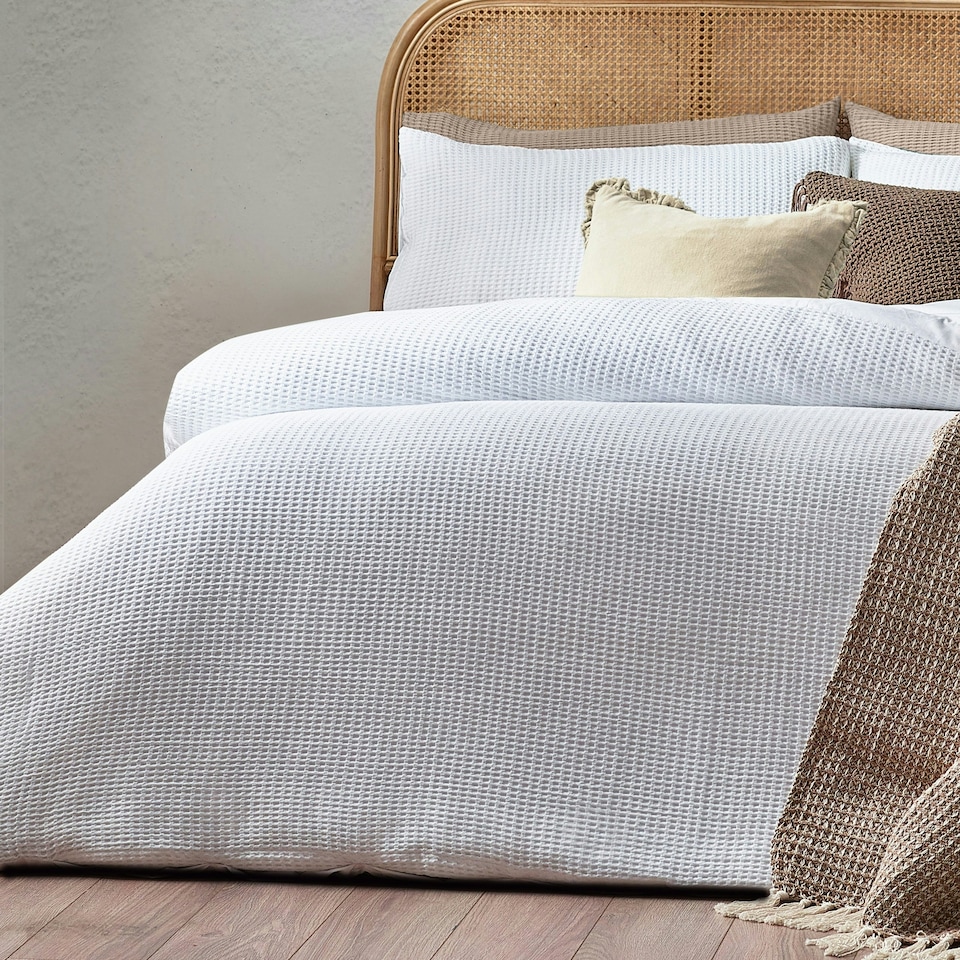 image 1 of Yard Chunky Waffle 100% Cotton Double Duvet Cover Set