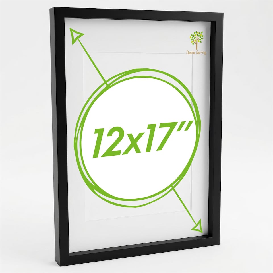 image 1 of Nicola Spring 3D Box Photo Frame with A4 Mount - A3 (12" x 17") - Black/White
