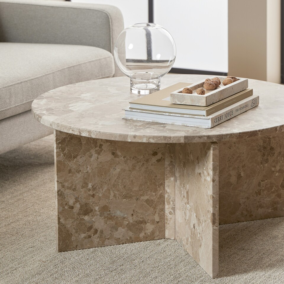 image 1 of Vega Round Coffee Table in Brown Marble