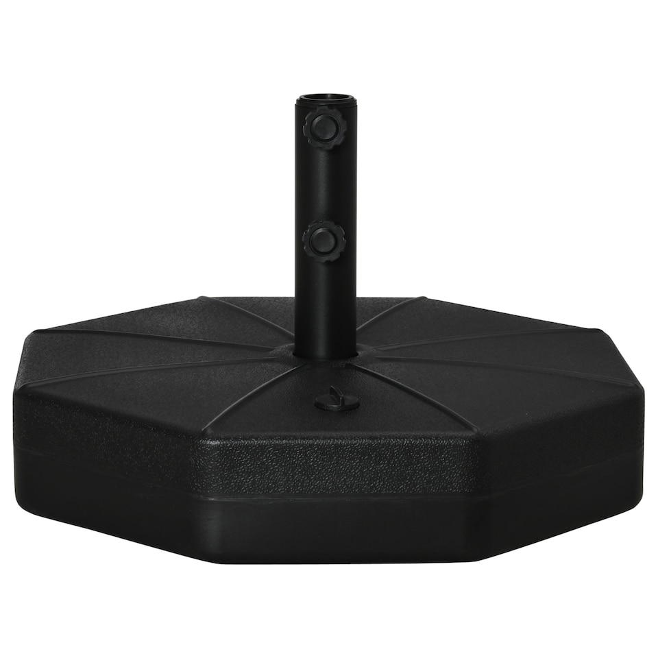 image 1 of Outsunny Garden Parasol Base Stand Up to 28kg Water or 40kg Sand Filled, Black | Black | Black