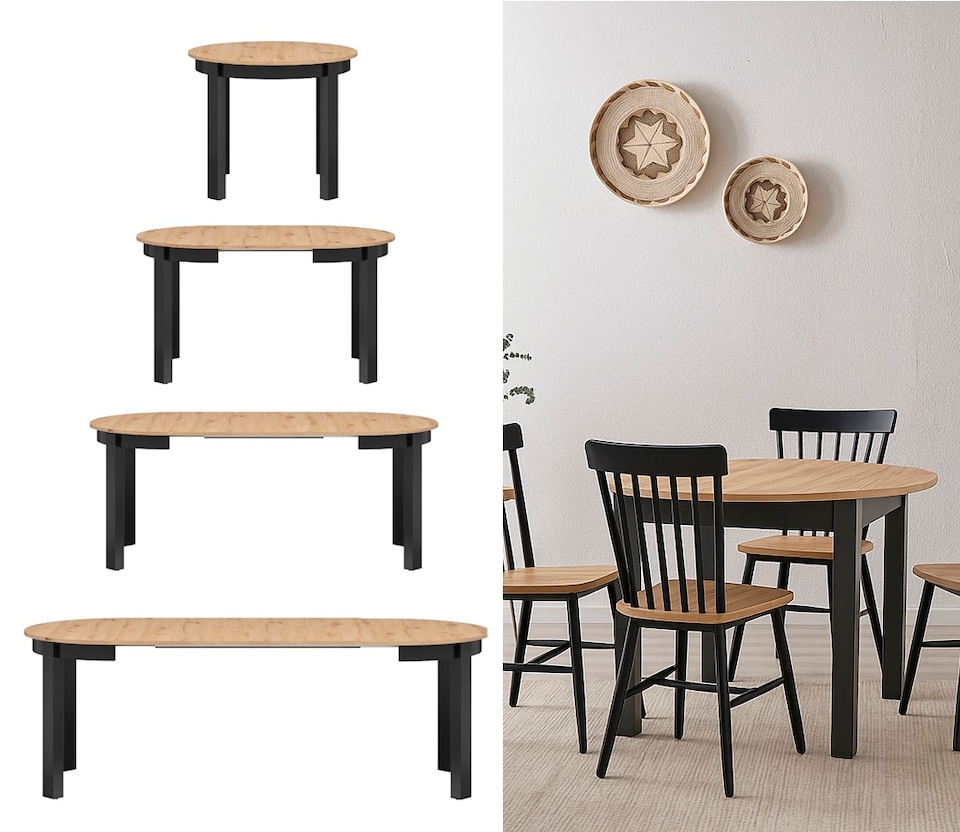 image 1 of Indus Dining Table Extendable Oval Top 4 to 12 Seater - Oak 2400x760mm