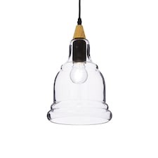 Gretel 1 Light Ceiling Pendant Black, Clear Glass, E27