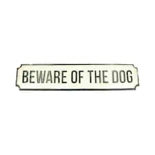 Beware of the Dog Long Cast Iron Sign Plaque Wall Fence Gate Post House Home