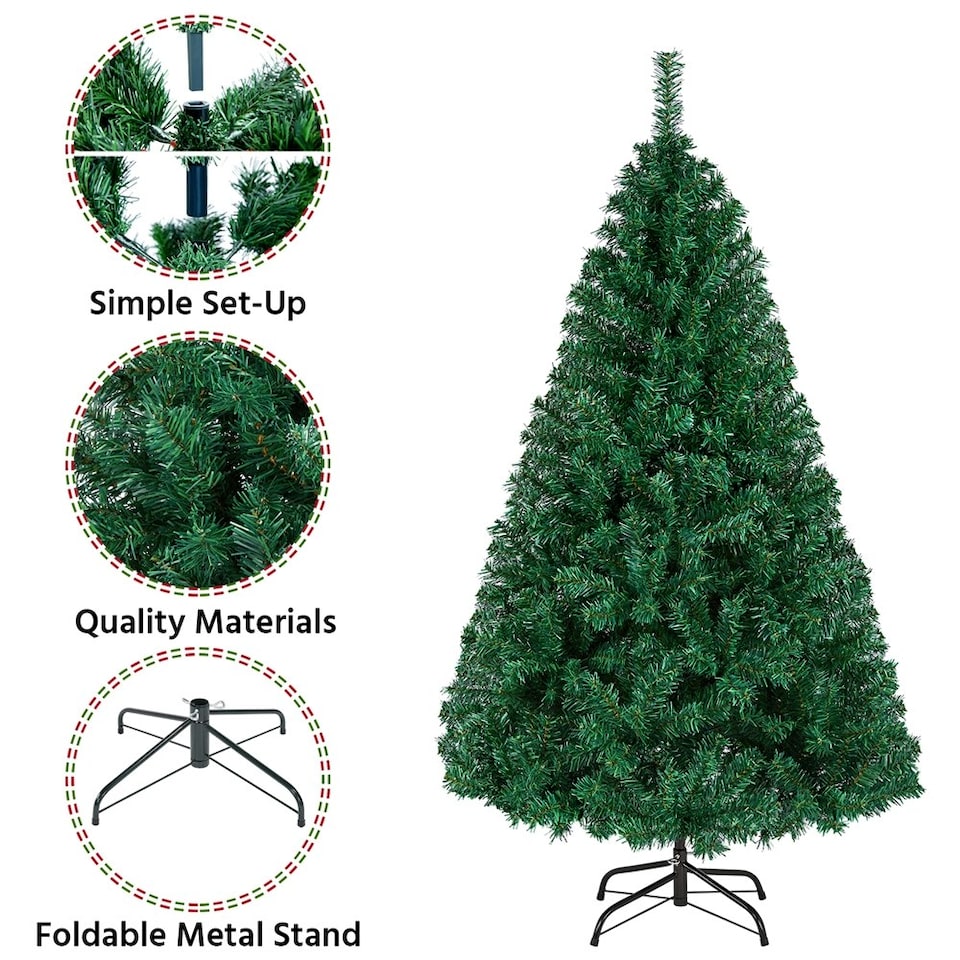 image 1 of Yaheetech 152cm Artificial Christmas Tree with 718 PVC Tips Green