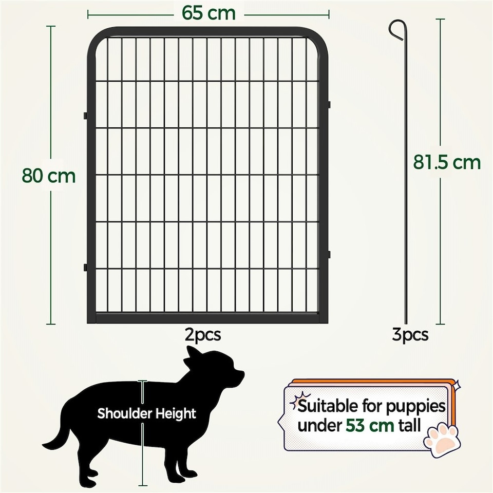 image 1 of Yaheetech 2-Panel Metal Dog Playpen, 65 × 80 cm Black