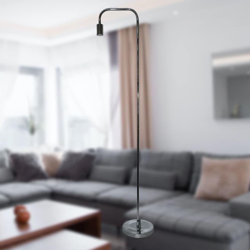 image 1 of Leroy - Chrome 151cm Exposed Bulb Floor Lamp | Chrome | Small | 1