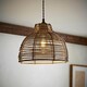 image 2 of ValueLights Lobster Wicker Rattan Grey Ceiling Pendant Light Shade | Grey