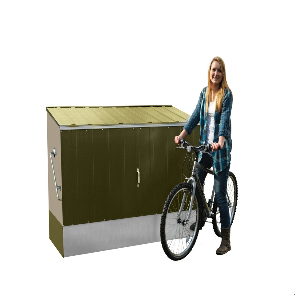 image 1 of Trimetals Bike Storage Shed with Ramp – Fits up to 3 Adult Bikes Grey