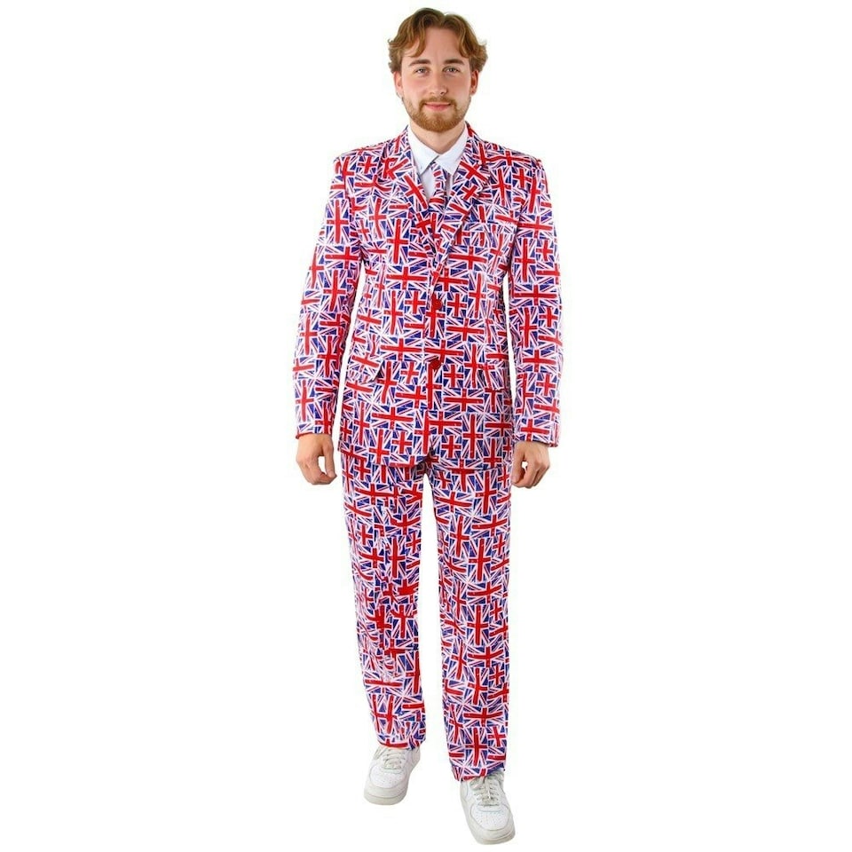 image 1 of Union Jack Suit and Tie Red | 3XL