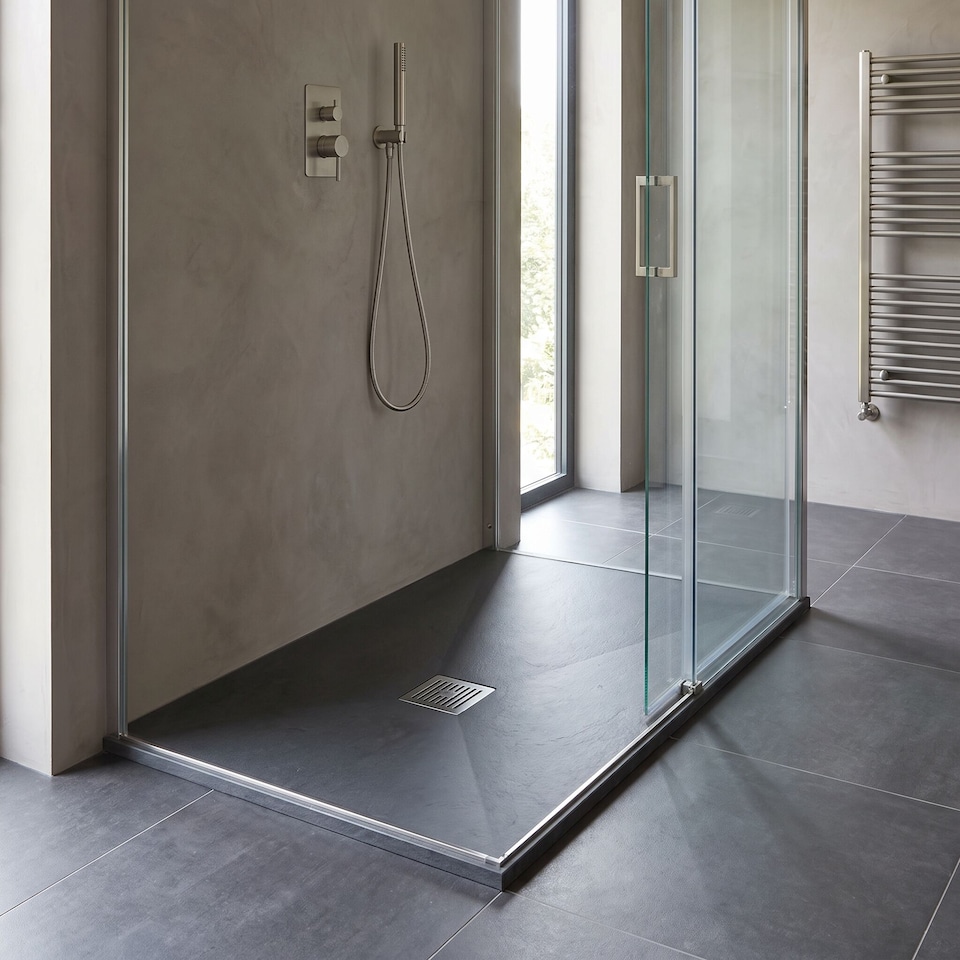 image 1 of Balterley Premium Slimline Rectangular Shower Tray | Grey | Grey Slate | 1