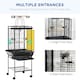 image 6 of PawHut 156cm Bird Cage,Large Parrot Cage with Open Play Top, Perch, Seed Guard, Wheels, Storage Shelf for Budgie, Cockatiel, Conure, Lovebird, Dark Grey