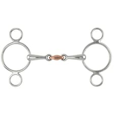 Shires Copper Lozenge Horse 2 Ring Gag Bit - Metallic Silver - 5in