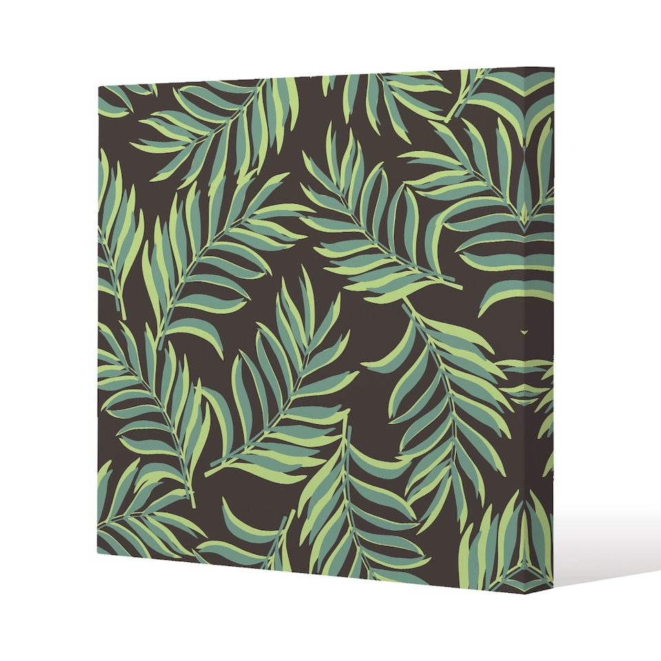 Green Palm Leaves (Canvas Print) / 90 x 90 x 4cm | Multi