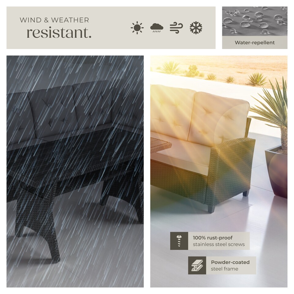 image 1 of Garden Furniture Set Catania - for 6 people, weather-resistant, thick cushions | Black | black | 120 x 65 x 73 cm | 1