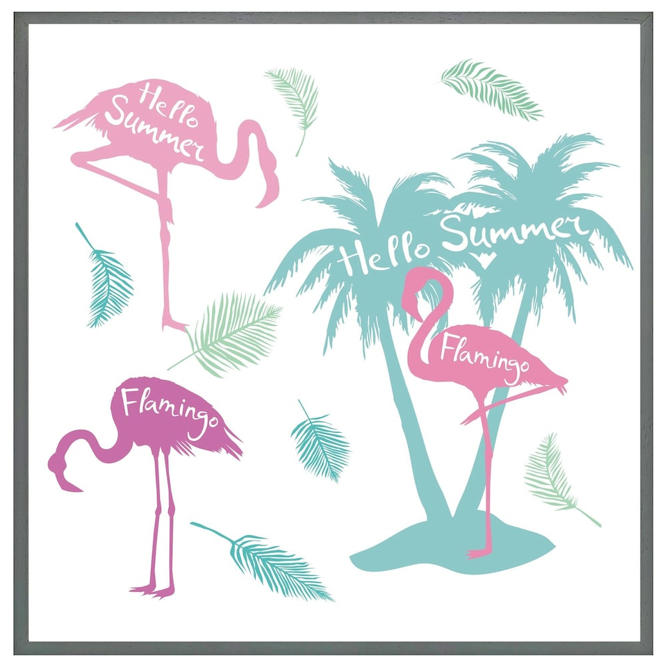 image 1 of Palm & flamingo (Picture Frame) White | L