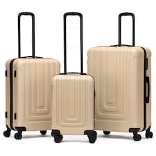 Flight Knight Premium Lightweight Suitcase - Built-in Side Lock with USB Port - 8 Spinner Wheels - Hard Shell Carry On Or Check in Luggage 100 Airlines Approved Cream | Champagne | Large