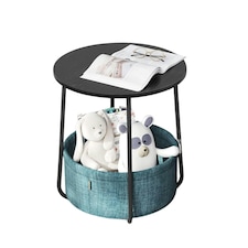 Side Table with Removable and Washable Storage Basket Cream