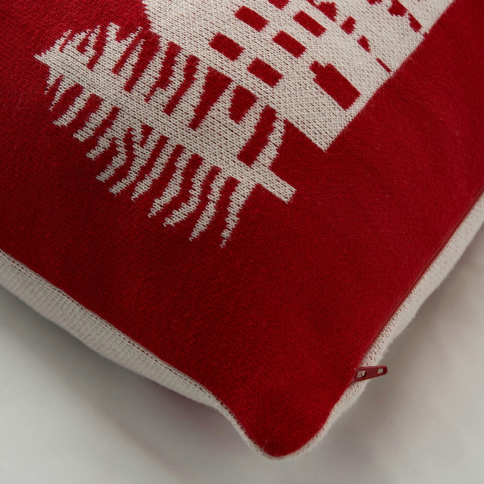 image 1 of BHS Father Christmas on Sleigh Cushion, Red | Red | Red | 50 x 50cm | 1
