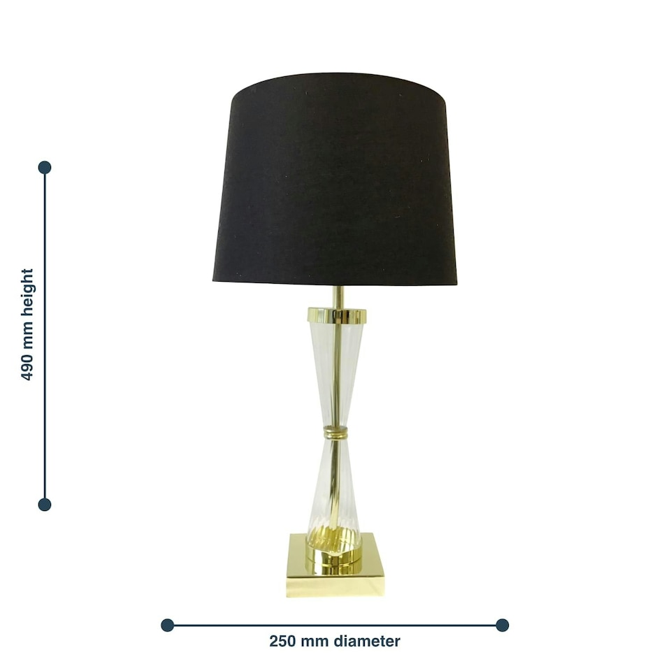 image 1 of Gold Plated Table Touch Light with Black Cotton Fabric Shade Gold | Black