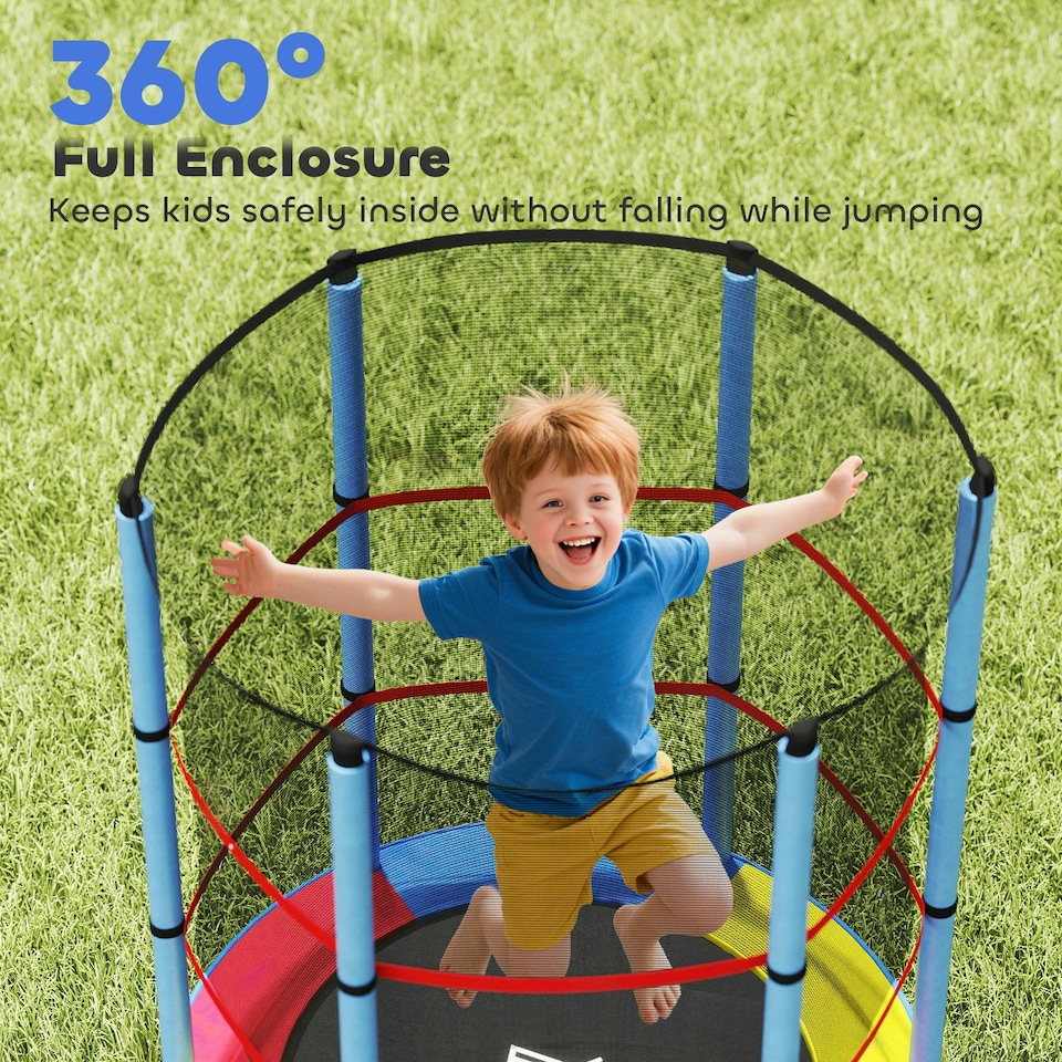 image 1 of HOMCOM Kids Trampoline Mini Bouncer w/ Enclosure Net for 3-6 Years