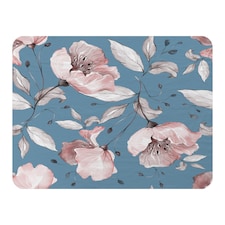 Pink Flowers On Blue Blanket | Multi