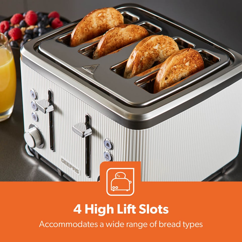 image 1 of GEEPAS 4 Slice Toaster | 1860W White