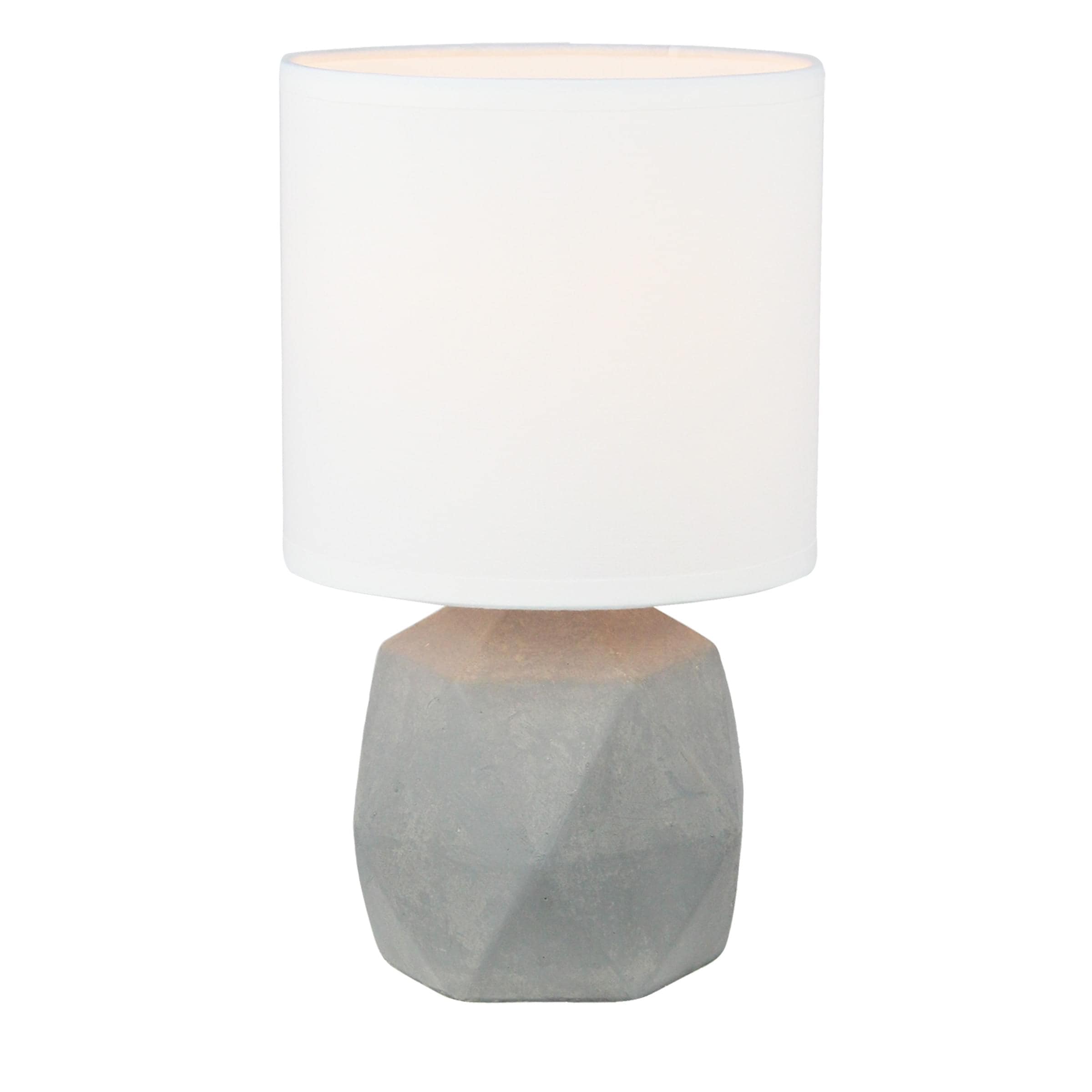 First Choice Lighting Wilson - Concrete Lamp with White Fabric Shade in Grey