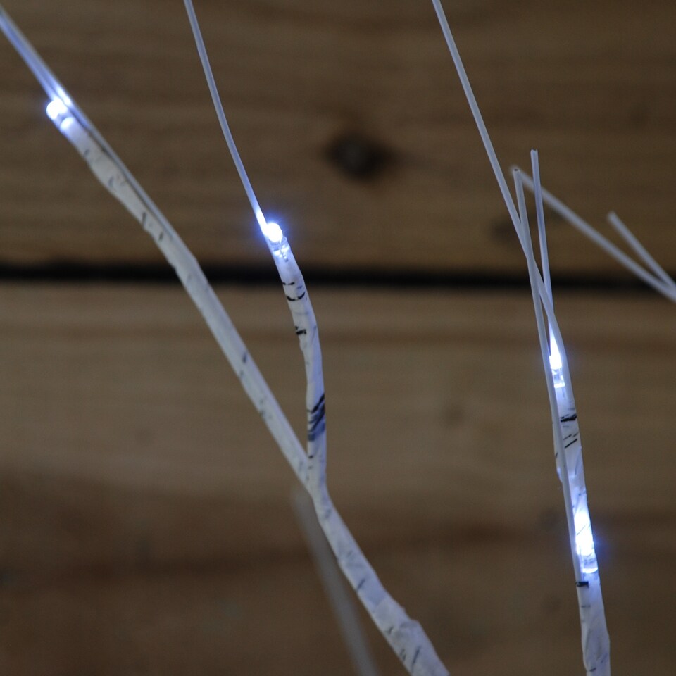 image 1 of 2.4m (8ft) Indoor Outdoor Christmas Lit Birch Tree with 136 Ice White LEDs