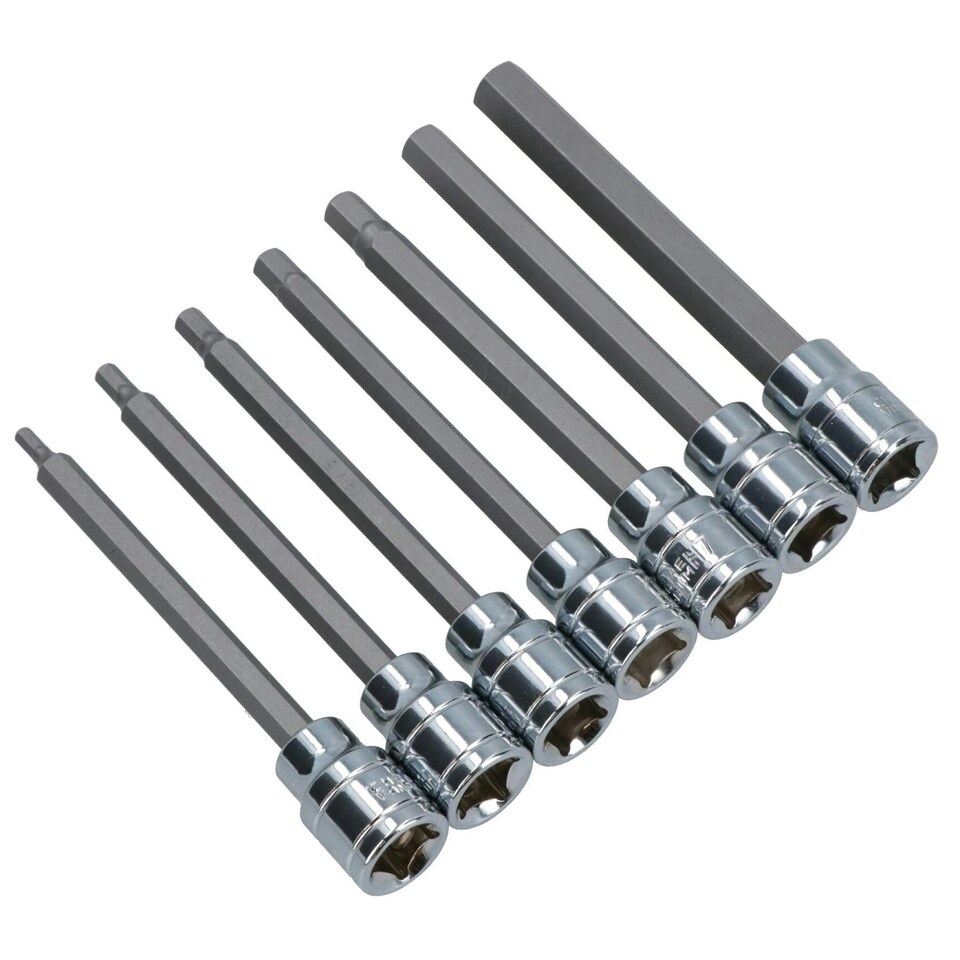 image 1 of Metric MM Long Allen Hex Key Sockets 3mm - 10mm 7pc Set 3/8" Drive