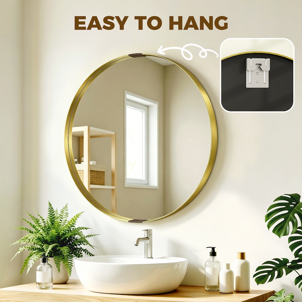 image 1 of HOMCOM Wall Mirror 61 cm, Wall Mounted Bathroom Mirror