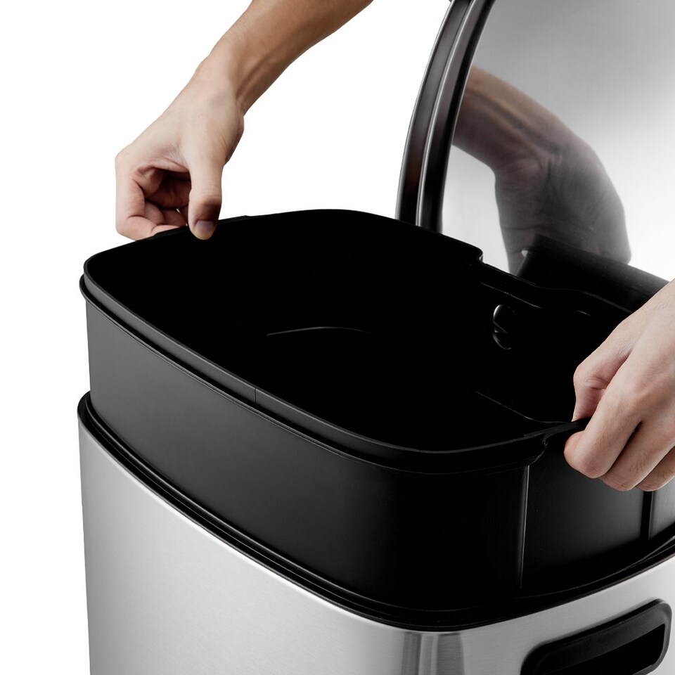 image 1 of Living and Home Stainless Steel Step Open Trash Can -50L | Chrome