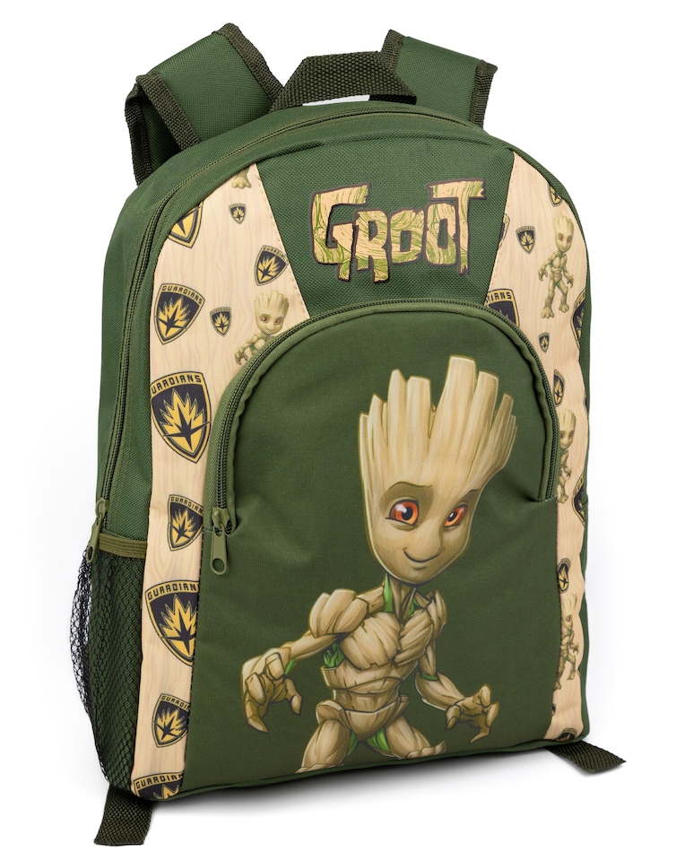 image 1 of Marvel Guardians of the Galaxy Kids Backpack | Green Rucksack For Boys & Girls with Adjustable Straps | Practical & Organised Baby Groot School Bag | Movie Luggage Merchandise Gift for Kids & Teens | Green | Green Brown