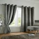 image 1 of Velvet Look Eyelet Ring Top Blackout Curtains - 168cm x 229cm - Silver